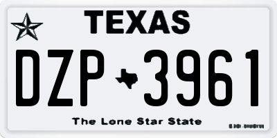 TX license plate DZP3961