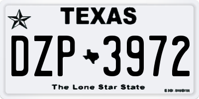 TX license plate DZP3972
