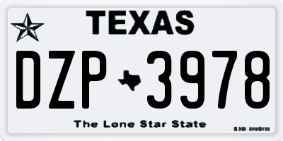 TX license plate DZP3978