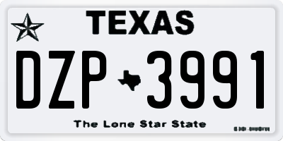 TX license plate DZP3991
