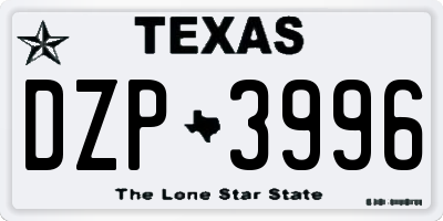 TX license plate DZP3996