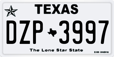 TX license plate DZP3997