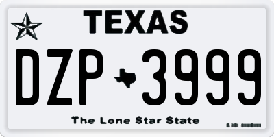 TX license plate DZP3999
