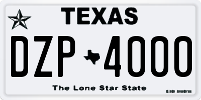 TX license plate DZP4000