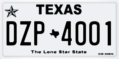 TX license plate DZP4001