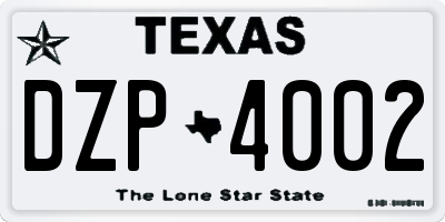 TX license plate DZP4002