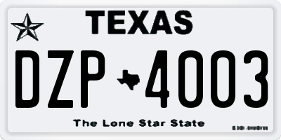 TX license plate DZP4003