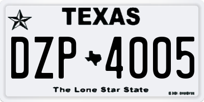 TX license plate DZP4005