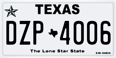 TX license plate DZP4006