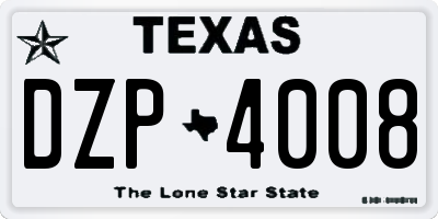 TX license plate DZP4008