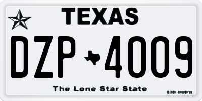 TX license plate DZP4009