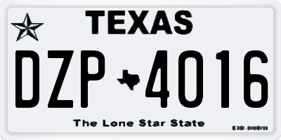TX license plate DZP4016