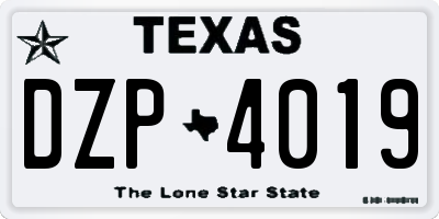 TX license plate DZP4019