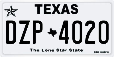 TX license plate DZP4020