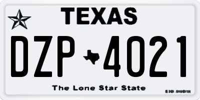 TX license plate DZP4021