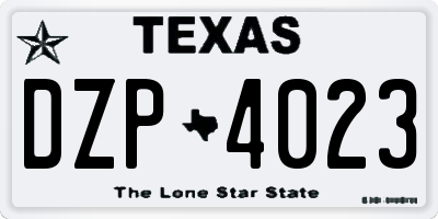 TX license plate DZP4023