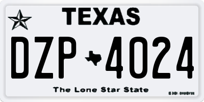 TX license plate DZP4024