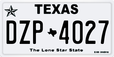 TX license plate DZP4027