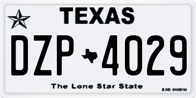 TX license plate DZP4029