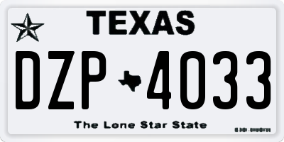 TX license plate DZP4033