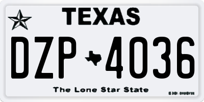 TX license plate DZP4036