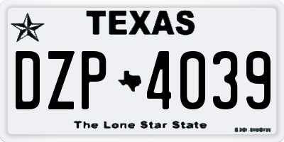 TX license plate DZP4039