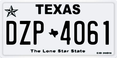 TX license plate DZP4061