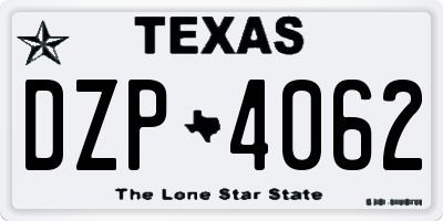 TX license plate DZP4062