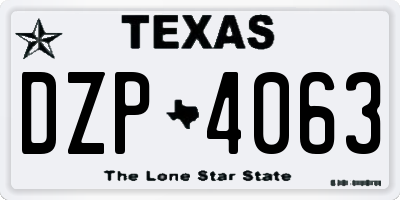 TX license plate DZP4063