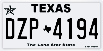 TX license plate DZP4194