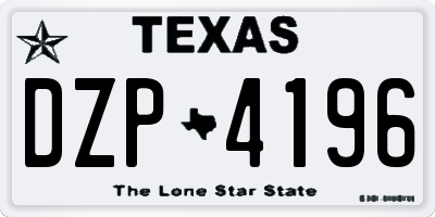 TX license plate DZP4196