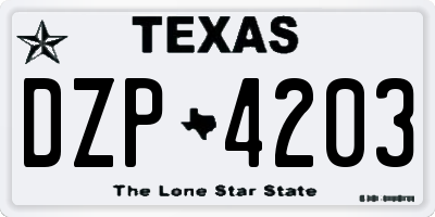 TX license plate DZP4203