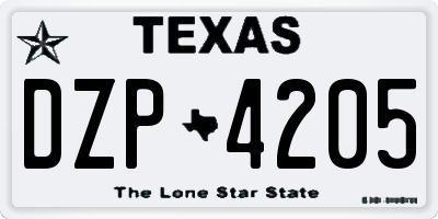TX license plate DZP4205