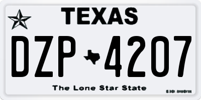 TX license plate DZP4207