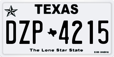 TX license plate DZP4215