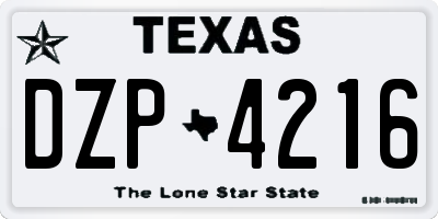 TX license plate DZP4216