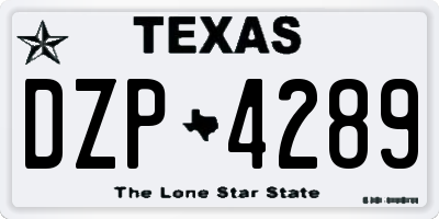 TX license plate DZP4289