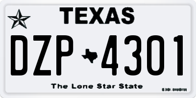 TX license plate DZP4301