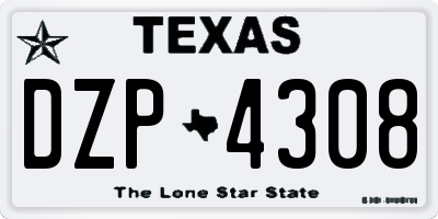 TX license plate DZP4308