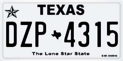 TX license plate DZP4315