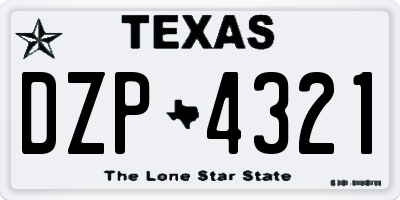 TX license plate DZP4321