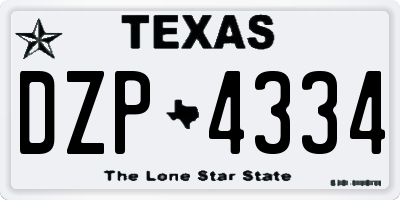 TX license plate DZP4334