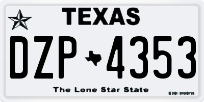 TX license plate DZP4353