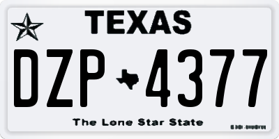 TX license plate DZP4377