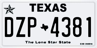 TX license plate DZP4381