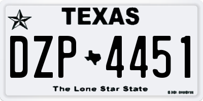 TX license plate DZP4451