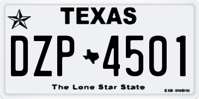 TX license plate DZP4501