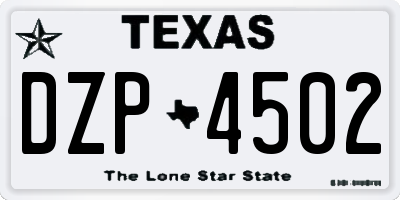 TX license plate DZP4502