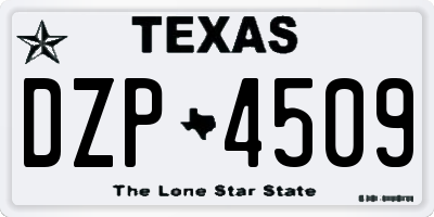 TX license plate DZP4509