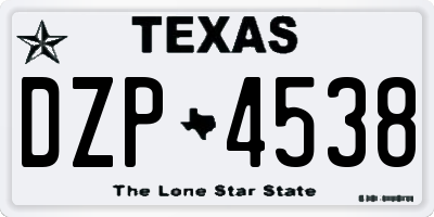 TX license plate DZP4538